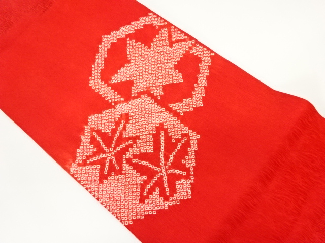 JAPANESE KIMONO / VINTAGE NAGOYA OBI / SHIBORI / MAPLE LEAVES